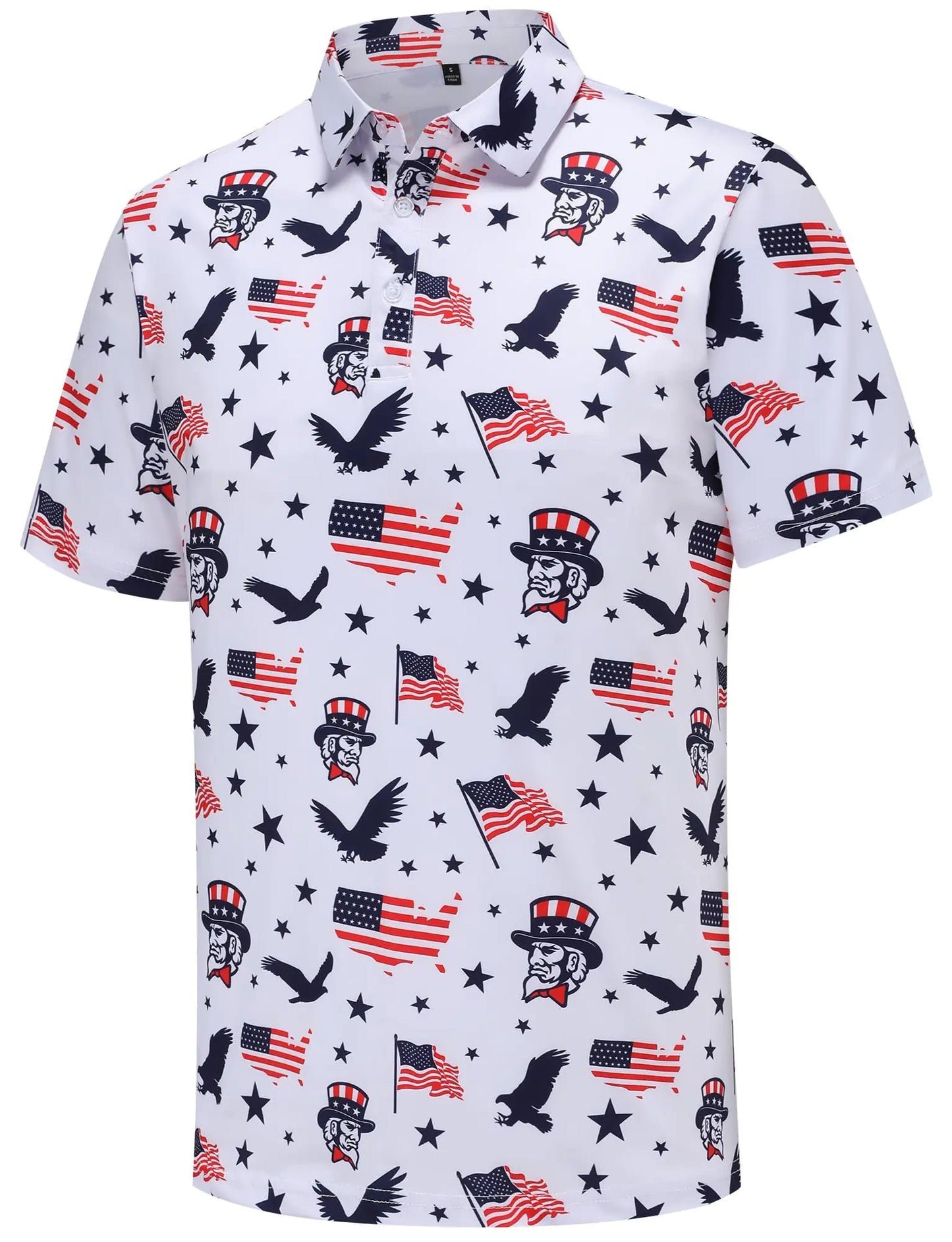 Mens Golf Polo Shirts Funny Golf Polo Shirts for Men American USA Flag Patriotic Golf 4th of July Shirts for Men