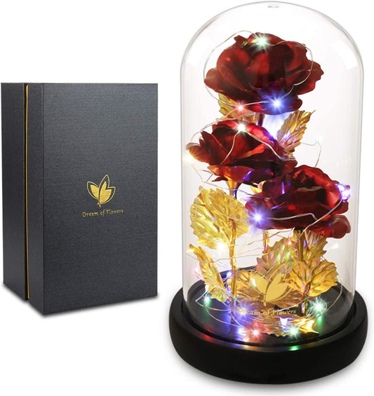 Mothers Day Flowers Gifts for Mom from Daughter Son,Galaxy Flower Rose with 2 Lighting Mode, Colorful Gold Foil Enchanted Rose,Birthday Gifts for Women Grandma Wife Girlfriend Sister Mom