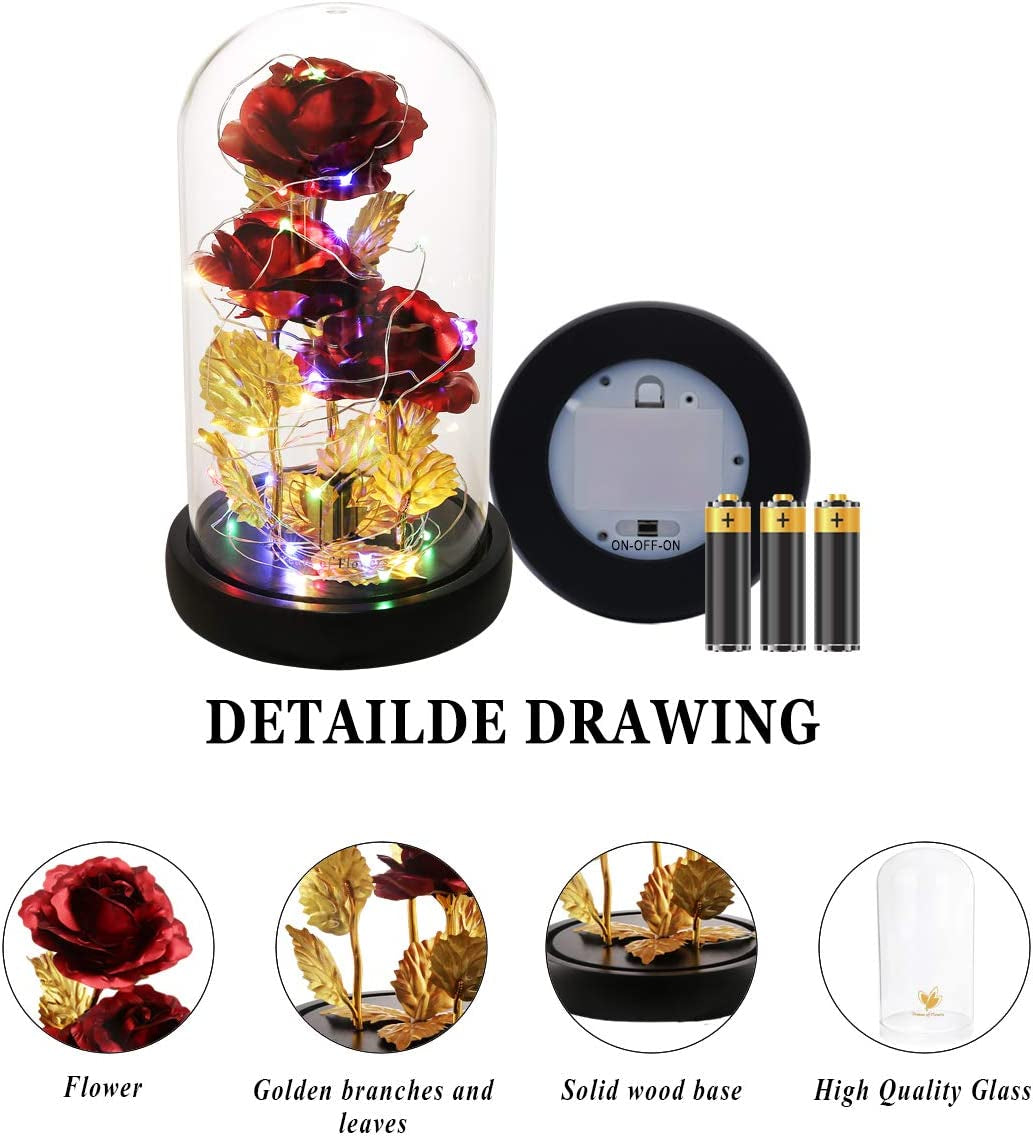 Mothers Day Flowers Gifts for Mom from Daughter Son,Galaxy Flower Rose with 2 Lighting Mode, Colorful Gold Foil Enchanted Rose,Birthday Gifts for Women Grandma Wife Girlfriend Sister Mom