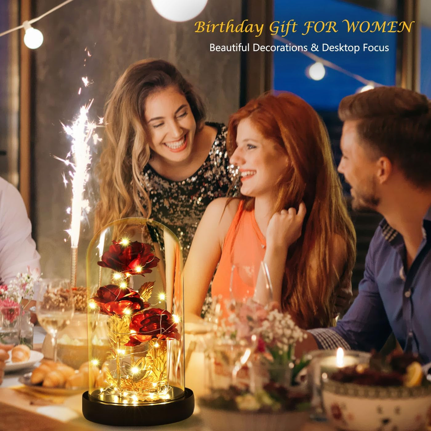 Mothers Day Flowers Gifts for Mom from Daughter Son,Galaxy Flower Rose with 2 Lighting Mode, Colorful Gold Foil Enchanted Rose,Birthday Gifts for Women Grandma Wife Girlfriend Sister Mom