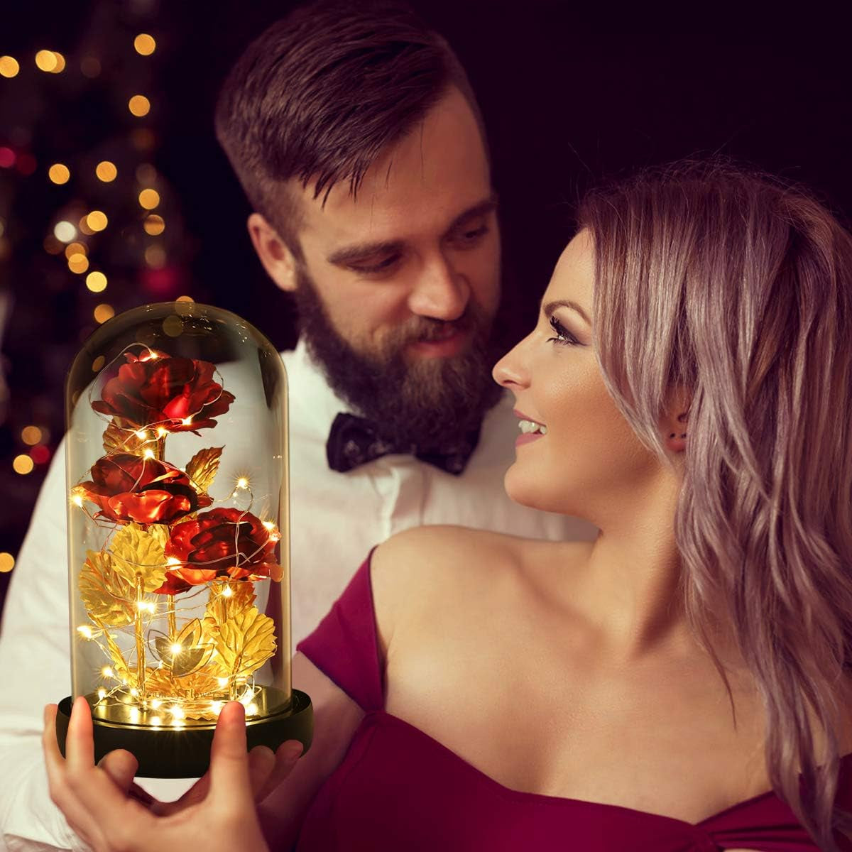 Mothers Day Flowers Gifts for Mom from Daughter Son,Galaxy Flower Rose with 2 Lighting Mode, Colorful Gold Foil Enchanted Rose,Birthday Gifts for Women Grandma Wife Girlfriend Sister Mom