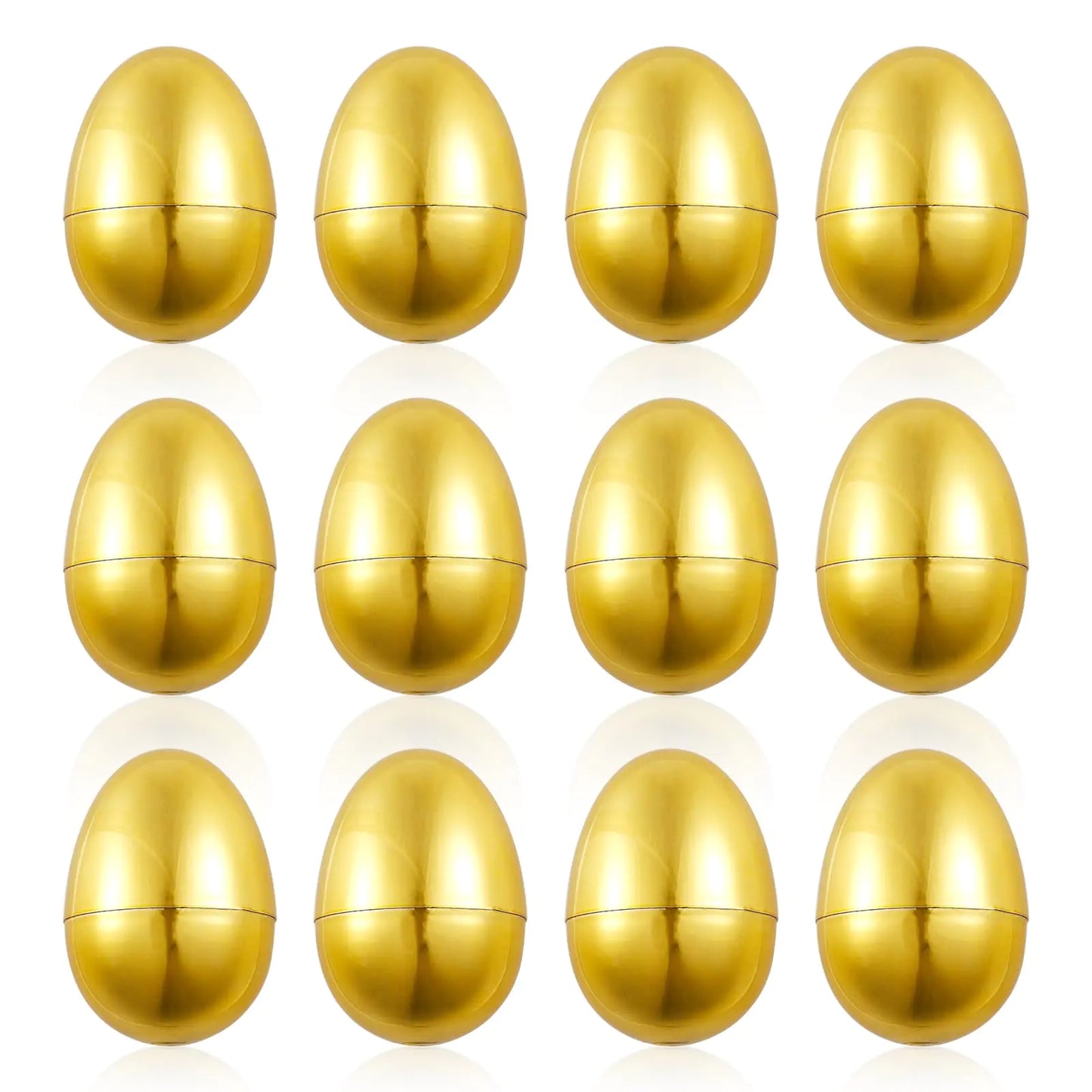 12pcs Golden Easter Eggs Fillable Easter Eggs Plastic Easter Eggs Empty Easter Egg Hunt Games Party Favor Fillers Basket Stuffers Crafts for Easter Party Company Activities